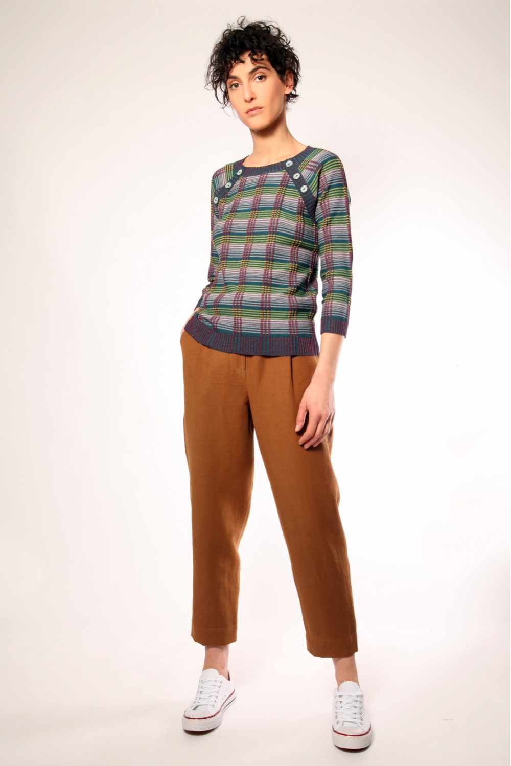Cotton carrot trousers length 285 camel Anne Weyburn  La Redoute