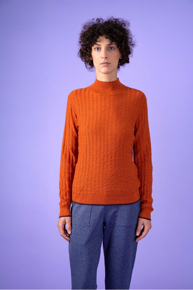 High Neck Sweater YES Orange