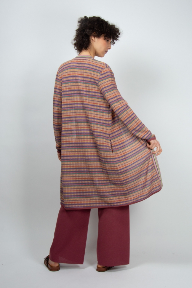 Long open cardigan ZAMAMI ochre